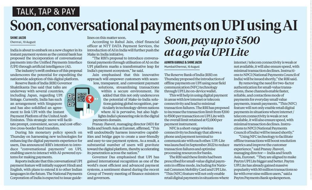 Soon, conversational payments on UPI using AI