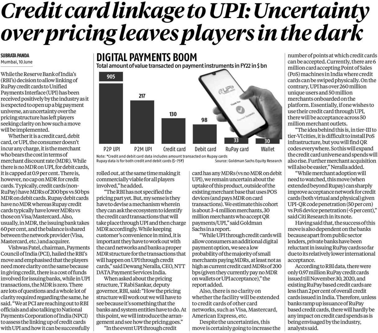 Credit card linkage to UPI: Uncertainty over pricing leaves industry players in dark
