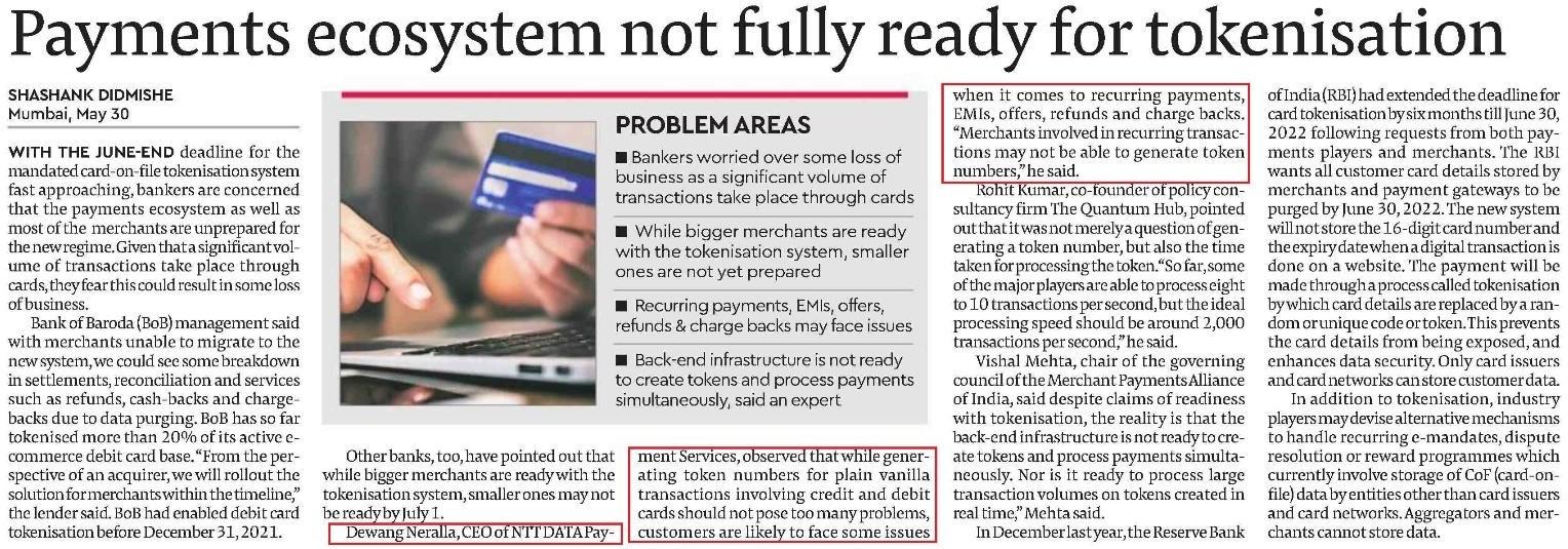 Payments ecosystem not fully ready for tokenization